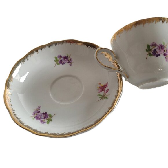 Tirschenreuth Cup and Saucer Rose Pattern Gilded Rim - Picture 6 of 8